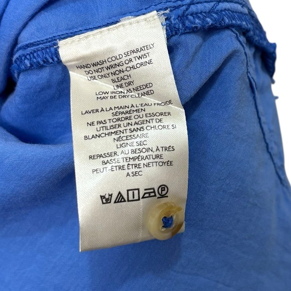 PILCRO Blue Oversized Button Down Fringe Shirt Women’s Size Large - Picture 9 of 10